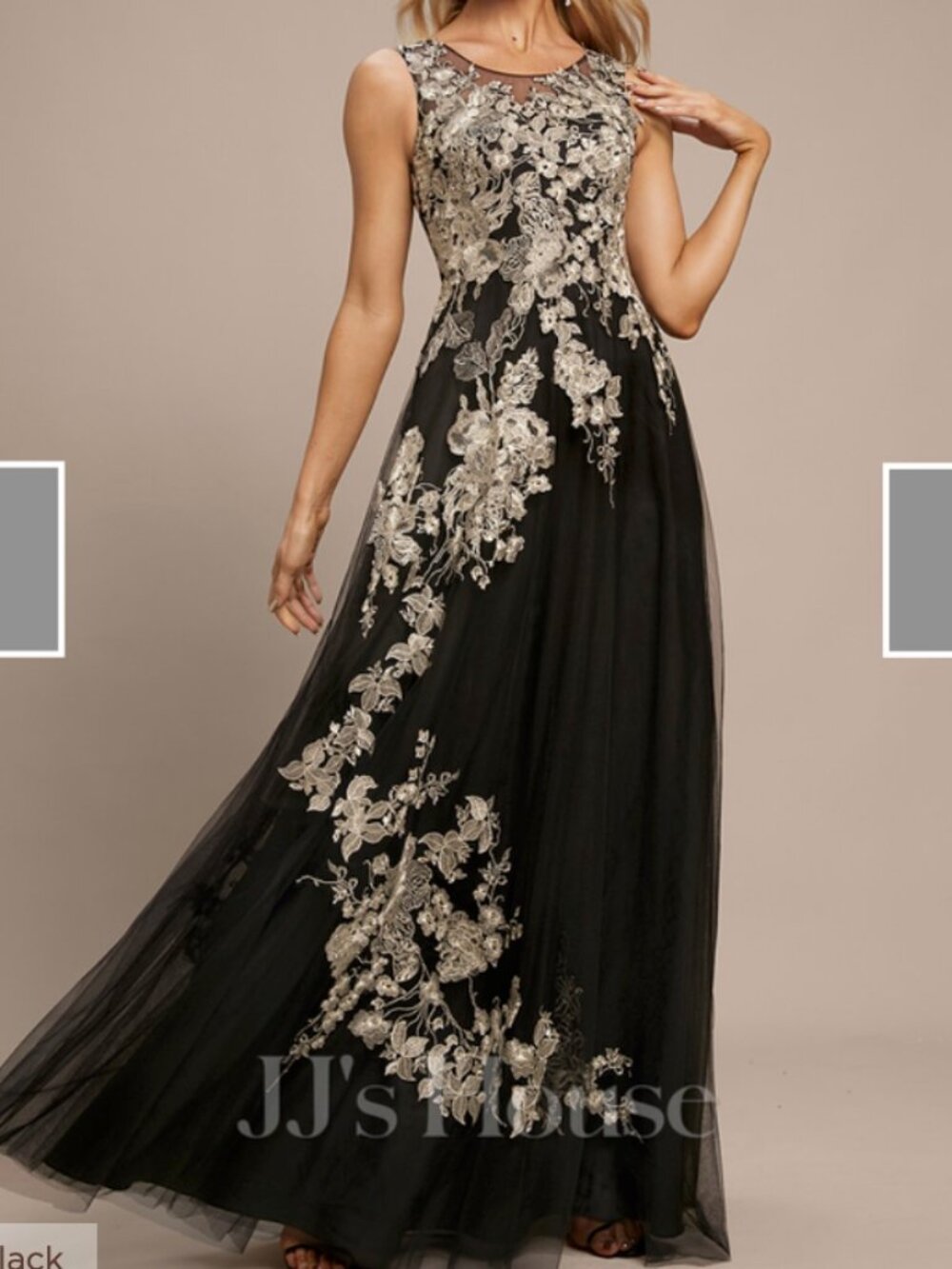 JJs House NWOT Durdane Black Embroidered Maxi Formal Dress Womens Size 18-20W